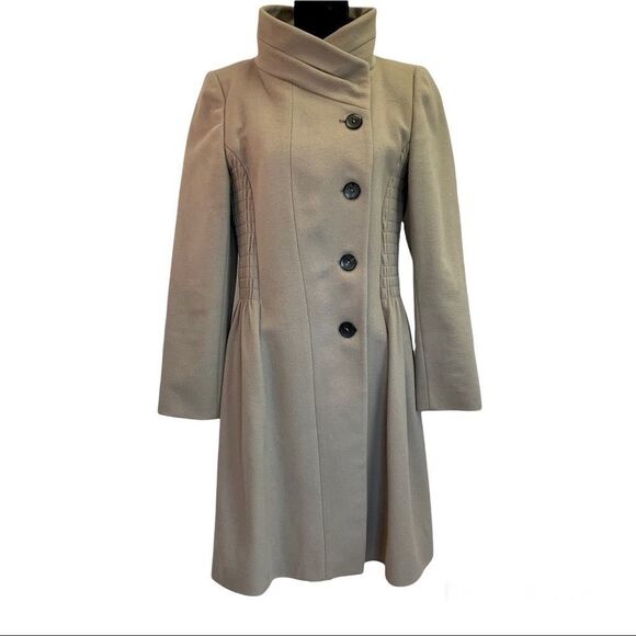 ZARA Taupe greyish tan brown high neck peplum coat size medium - Picture 13 of 13